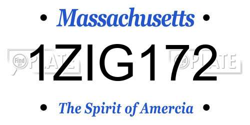 1ZIG172 Massachusetts License Plate