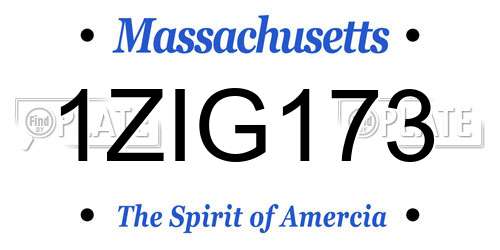 1ZIG173 Massachusetts License Plate