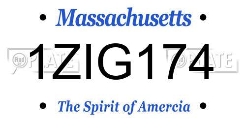 1ZIG174 Massachusetts License Plate