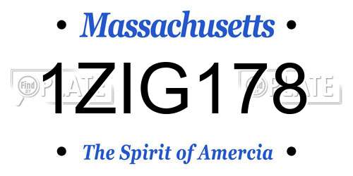 1ZIG178 Massachusetts License Plate