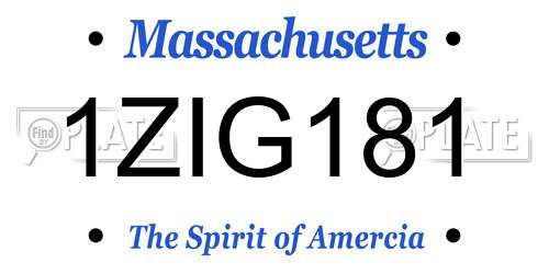 1ZIG181 Massachusetts License Plate