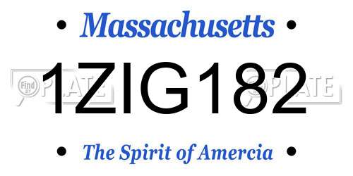 1ZIG182 Massachusetts License Plate