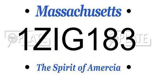 1ZIG183 Massachusetts License Plate