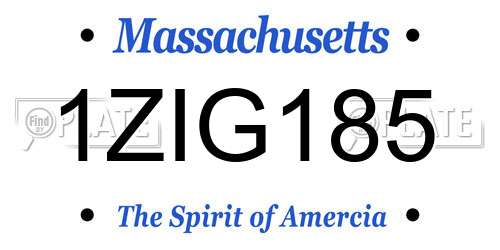 1ZIG185 Massachusetts License Plate