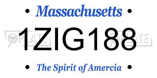 1ZIG188 Massachusetts License Plate