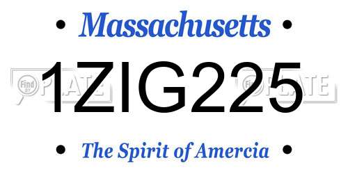 1ZIG225 Massachusetts License Plate