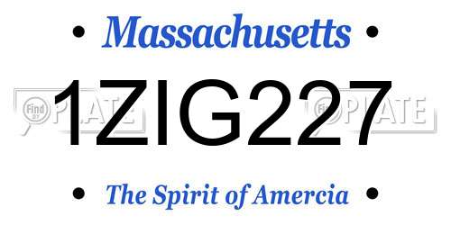 1ZIG227 Massachusetts License Plate