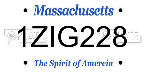 1ZIG228 Massachusetts License Plate