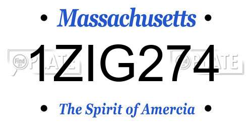 1ZIG274 Massachusetts License Plate