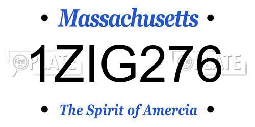 1ZIG276 Massachusetts License Plate