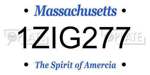 1ZIG277 Massachusetts License Plate