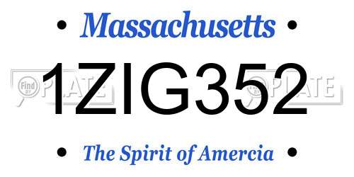 1ZIG352 Massachusetts License Plate