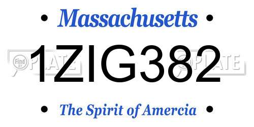 1ZIG382 Massachusetts License Plate