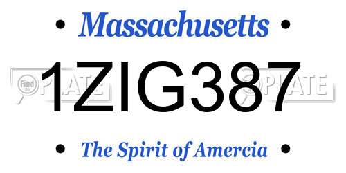 1ZIG387 Massachusetts License Plate