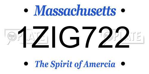 1ZIG722 Massachusetts License Plate