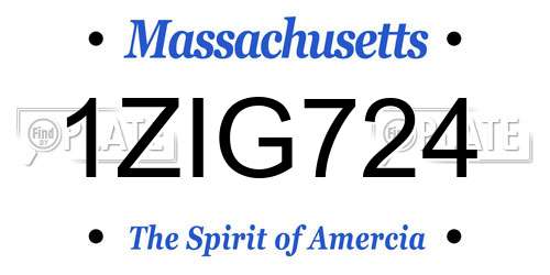 1ZIG724 Massachusetts License Plate