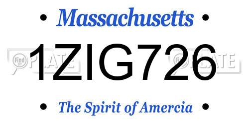 1ZIG726 Massachusetts License Plate