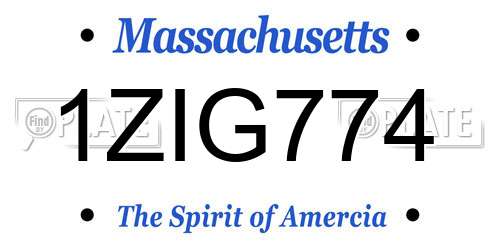 1ZIG774 Massachusetts License Plate