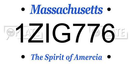 1ZIG776 Massachusetts License Plate