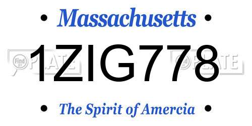 1ZIG778 Massachusetts License Plate