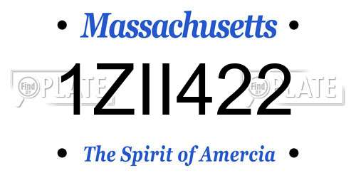 1ZII422 Massachusetts License Plate