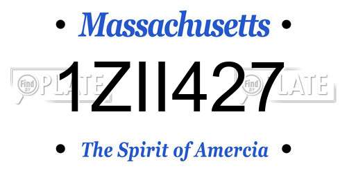 1ZII427 Massachusetts License Plate