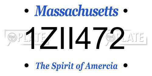 1ZII472 Massachusetts License Plate