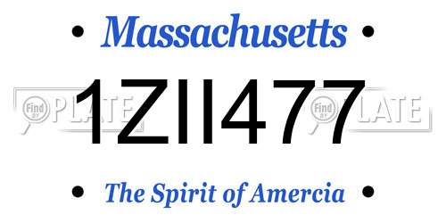 1ZII477 Massachusetts License Plate
