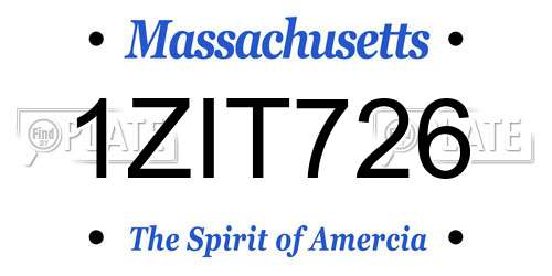 1ZIT726 Massachusetts License Plate