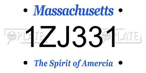 1ZJ331 Massachusetts License Plate