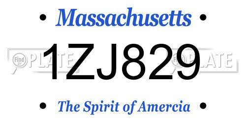1ZJ829 Massachusetts License Plate