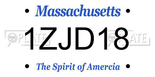 1ZJD18 Massachusetts License Plate