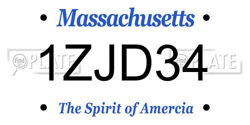 1ZJD34 Massachusetts License Plate