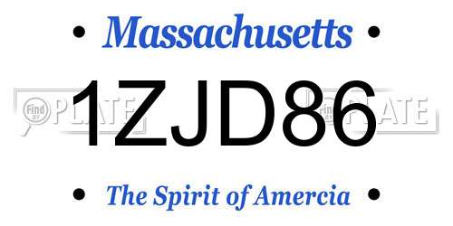 1ZJD86 Massachusetts License Plate