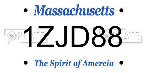 1ZJD88 Massachusetts License Plate