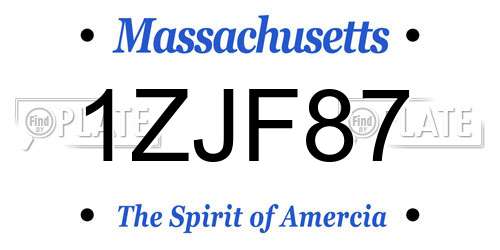 1ZJF87 Massachusetts License Plate
