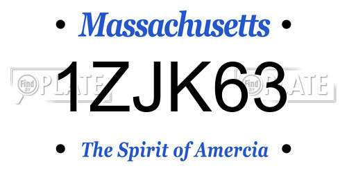 1ZJK63 Massachusetts License Plate