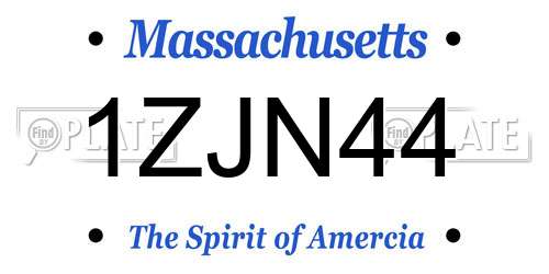 1ZJN44 Massachusetts License Plate