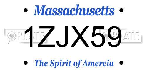 1ZJX59 Massachusetts License Plate