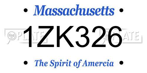 1ZK326 Massachusetts License Plate