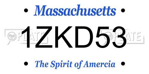 1ZKD53 Massachusetts License Plate