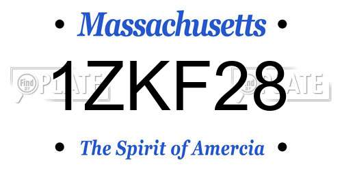 1ZKF28 Massachusetts License Plate