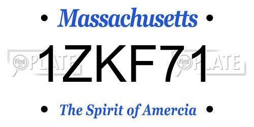 1ZKF71 Massachusetts License Plate