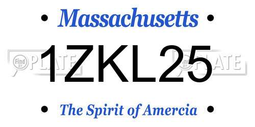 1ZKL25 Massachusetts License Plate