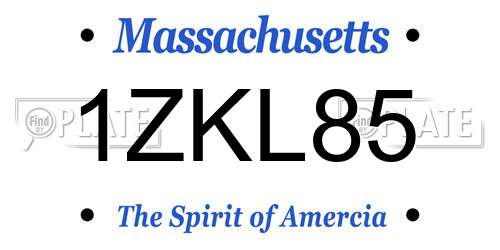 1ZKL85 Massachusetts License Plate