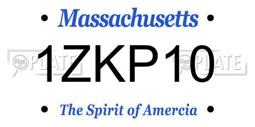 1ZKP10 Massachusetts License Plate