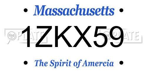 1ZKX59 Massachusetts License Plate