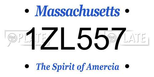 1ZL557 Massachusetts License Plate