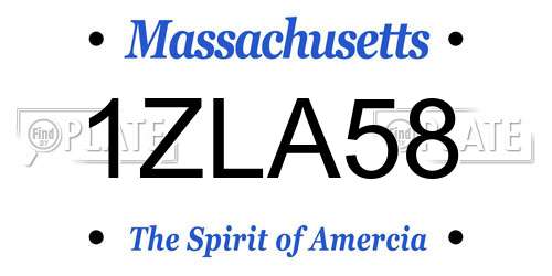 1ZLA58 Massachusetts License Plate