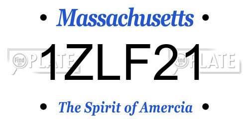 1ZLF21 Massachusetts License Plate